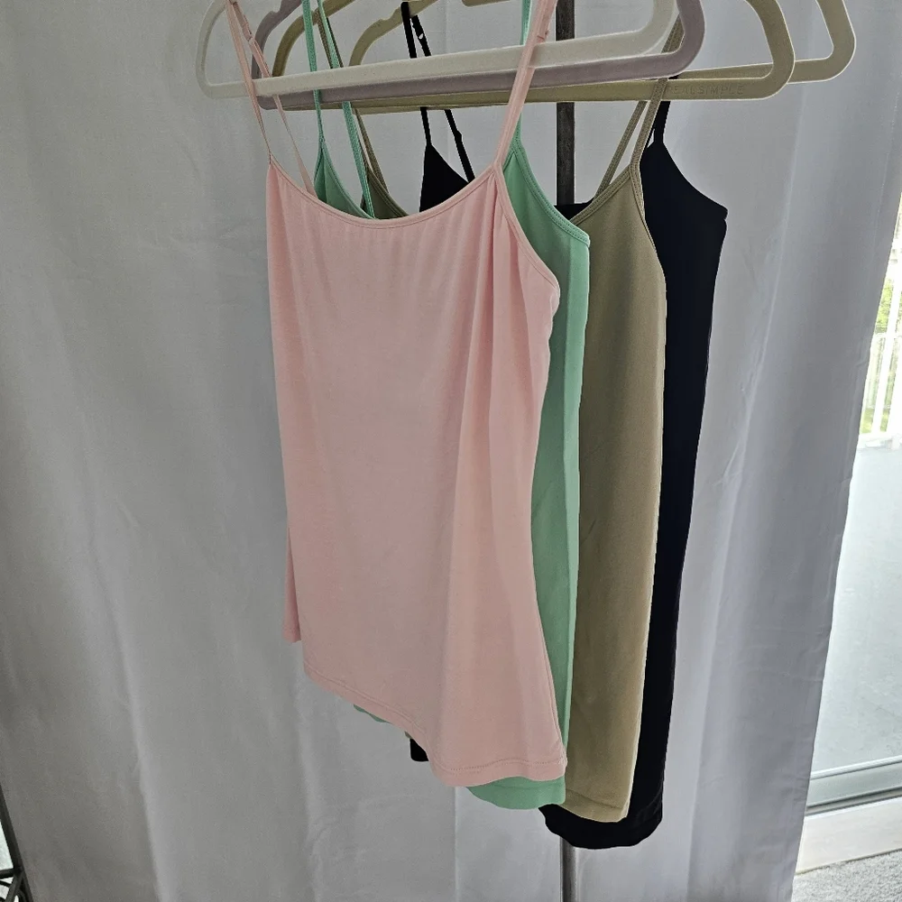 4 for $25 Beige Stretchy Spaghetti Strap Tank Top - Picture 6 of 8